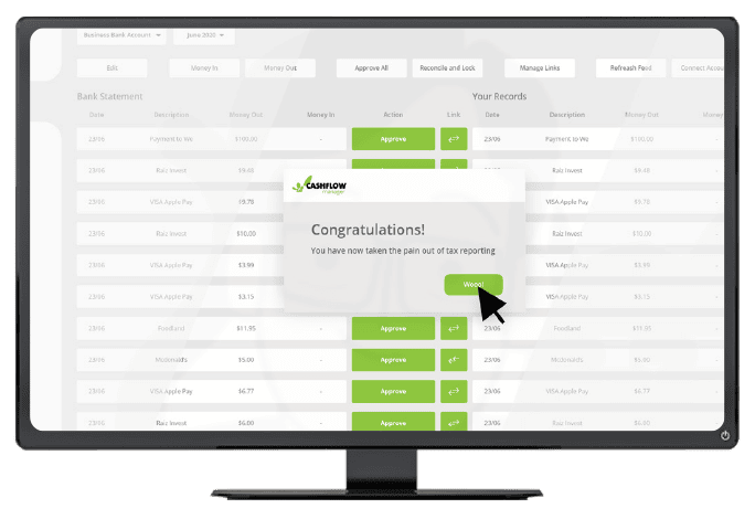 Cashflow Manager automatically calculates GST, allowing simple submission of your BAS directly to the ATO.